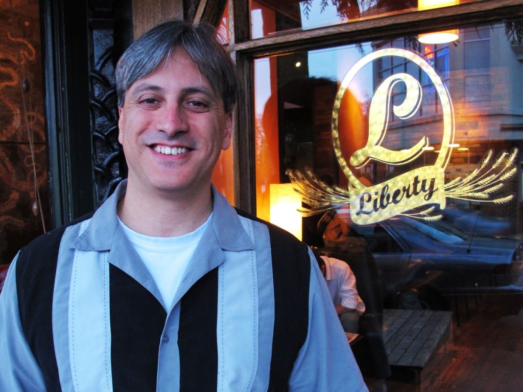 Eduardo Belaunzaran, West Coast Sales Manager for Wahaka Mezcal at Liberty Bar