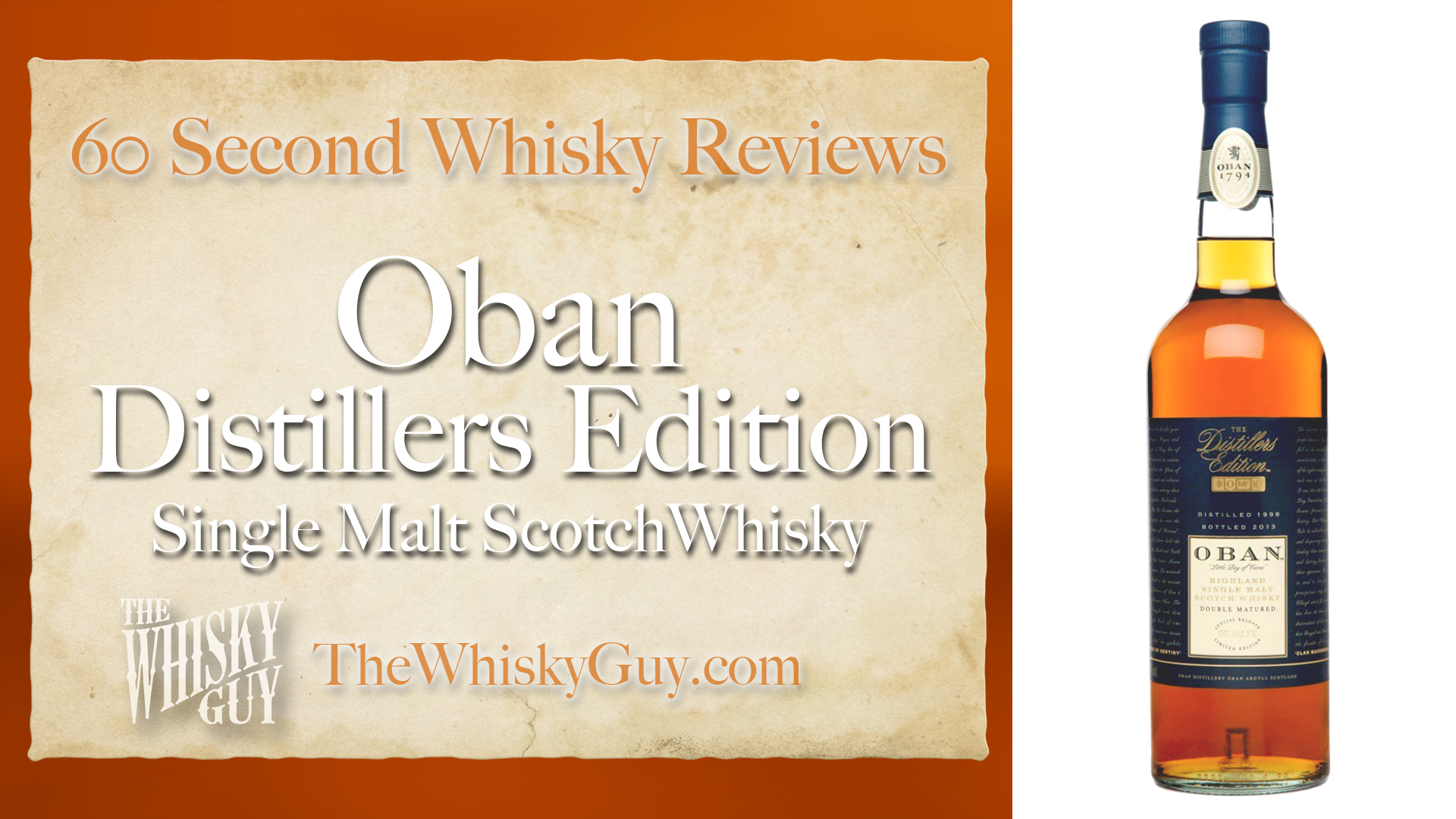 Does Oban Distillers Edition Single Malt Scotch Whisky belong in your liquor cabinet? Is it worth the price at the bar? Give The Whisky Guy 60 seconds and find out! In just 60 seconds, The Whisky Guy reviews Irish Whiskey, Scotch Whisky, Single Malt, Canadian Whisky, Bourbon Whiskey, Japanese Whisky and other whiskies from around the world. Find more at TheWhiskyGuy.com. All original content © Ari Shapiro - TheWhiskyGuy.com