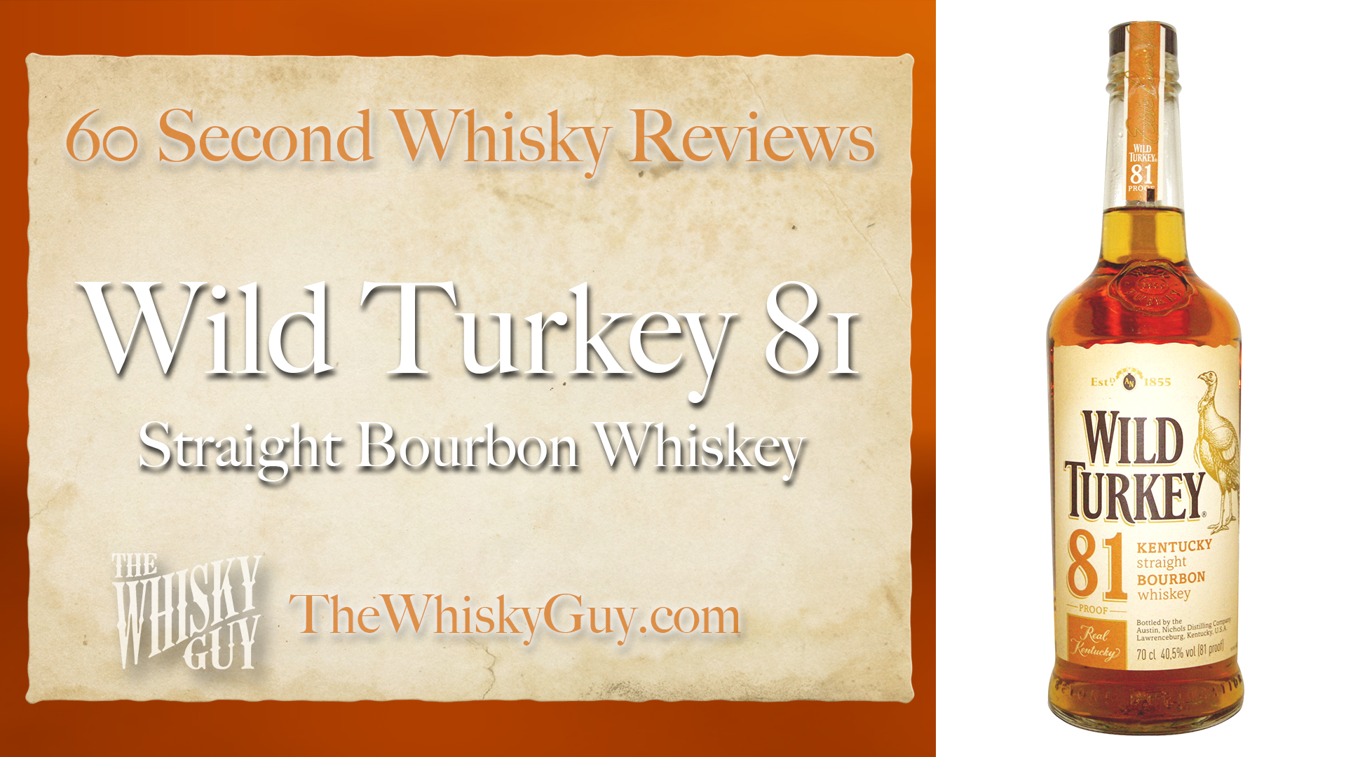 Does Wild Turkey 81 Straight Bourbon Whiskey belong in your liquor cabinet? Is it worth the price at the bar? Give The Whisky Guy 60 seconds and find out! In just 60 seconds, The Whisky Guy reviews Irish Whiskey, Scotch Whisky, Single Malt, Canadian Whisky, Bourbon Whiskey, Japanese Whisky and other whiskies from around the world. Find more at TheWhiskyGuy.com. All original content © Ari Shapiro - TheWhiskyGuy.com