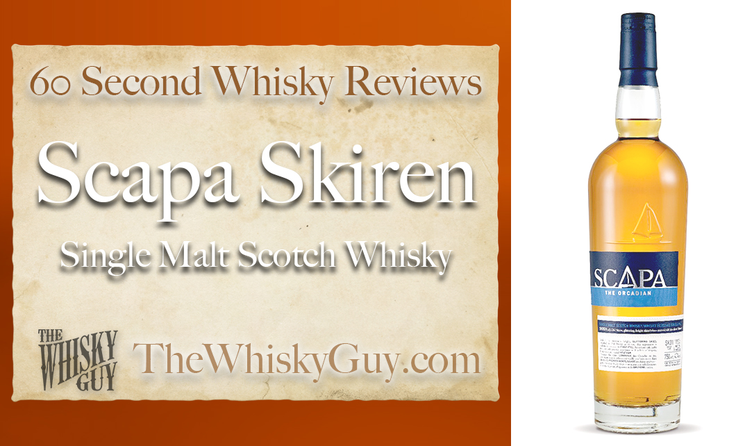 Does Scapa Skiren Single Malt Scotch Whisky belong in your liquor cabinet? Is it worth the price at the bar? Give The Whisky Guy 60 seconds and find out! In just 60 seconds, The Whisky Guy reviews Irish Whiskey, Scotch Whisky, Single Malt, Canadian Whisky, Bourbon Whiskey, Japanese Whisky and other whiskies from around the world. Find more at TheWhiskyGuy.com. All original content © Ari Shapiro - TheWhiskyGuy.com