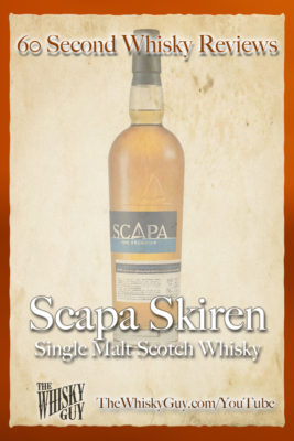 Should you spend your money on Scapa Skiren Single Malt Scotch Whisky? Find out in 60 Seconds in Whisky Review #048 from TheWhiskyGuy! Watch and Subscribe at TheWhiskyGuy.com/YouTube