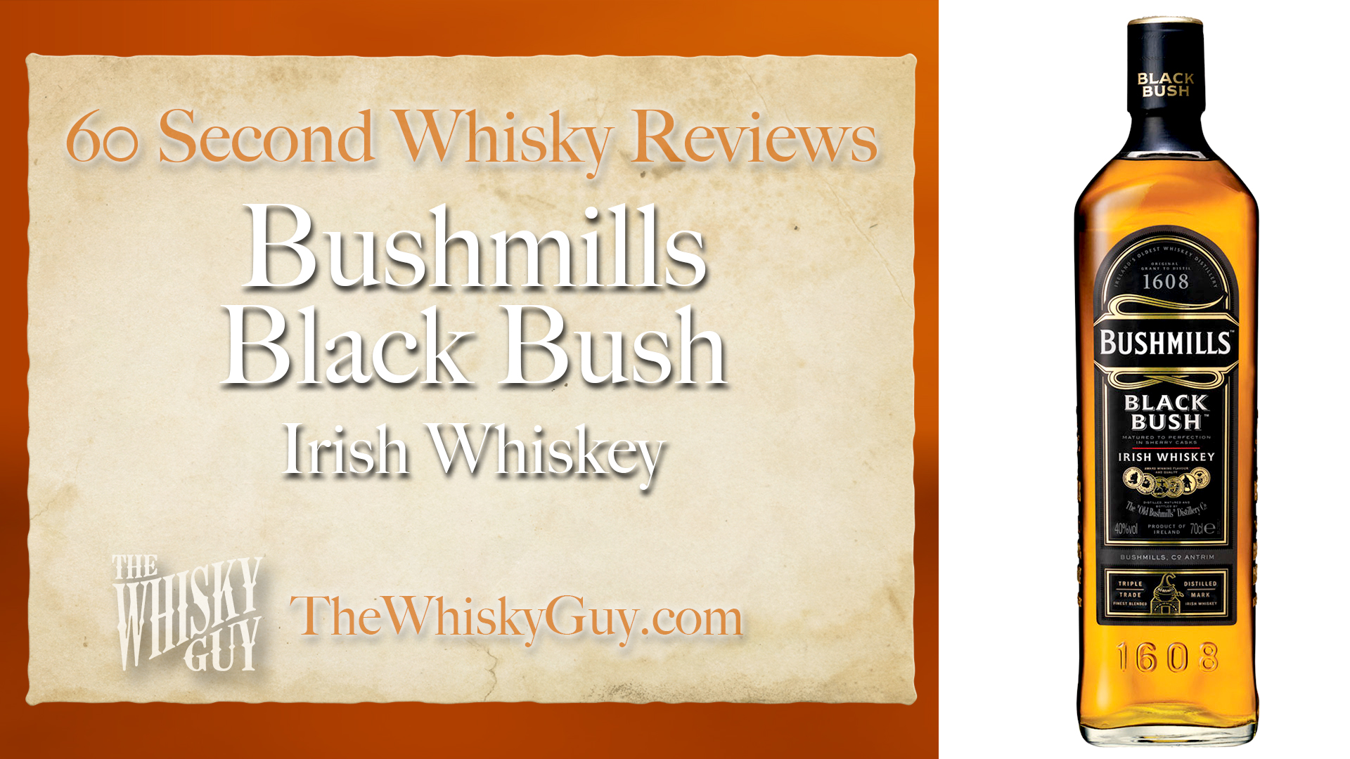 Does Bushmills Black Bush Irish Whiskey belong in your liquor cabinet? Is it worth the price at the bar? Give The Whisky Guy 60 seconds and find out! In just 60 seconds, The Whisky Guy reviews Irish Whiskey, Scotch Whisky, Single Malt, Canadian Whisky, Bourbon Whiskey, Japanese Whisky and other whiskies from around the world. Find more at TheWhiskyGuy.com. All original content © Ari Shapiro - TheWhiskyGuy.com