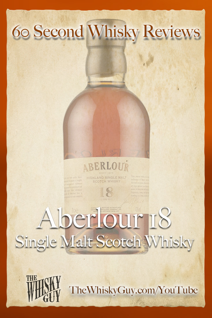 Should you spend your money on Aberlour 18 Single Malt Scotch Whisky? Find out in 60 Seconds in Whisky Review #084 from TheWhiskyGuy! Watch and Subscribe at TheWhiskyGuy.com/YouTube
