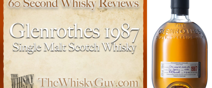 Does Glenrothes 1987 Single Malt Scotch Whisky belong in your liquor cabinet? Is it worth the price at the bar? Give The Whisky Guy 60 seconds and find out! In just 60 seconds, The Whisky Guy reviews Irish Whiskey, Scotch Whisky, Single Malt, Canadian Whisky, Bourbon Whiskey, Japanese Whisky and other whiskies from around the world. Find more at TheWhiskyGuy.com. All original content © Ari Shapiro - TheWhiskyGuy.com