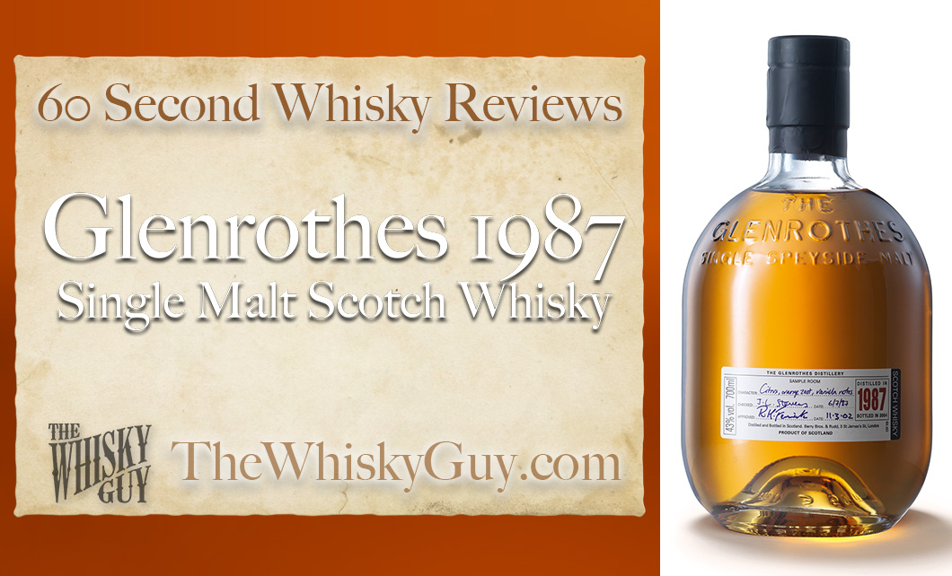 Does Glenrothes 1987 Single Malt Scotch Whisky belong in your liquor cabinet? Is it worth the price at the bar? Give The Whisky Guy 60 seconds and find out! In just 60 seconds, The Whisky Guy reviews Irish Whiskey, Scotch Whisky, Single Malt, Canadian Whisky, Bourbon Whiskey, Japanese Whisky and other whiskies from around the world. Find more at TheWhiskyGuy.com. All original content © Ari Shapiro - TheWhiskyGuy.com