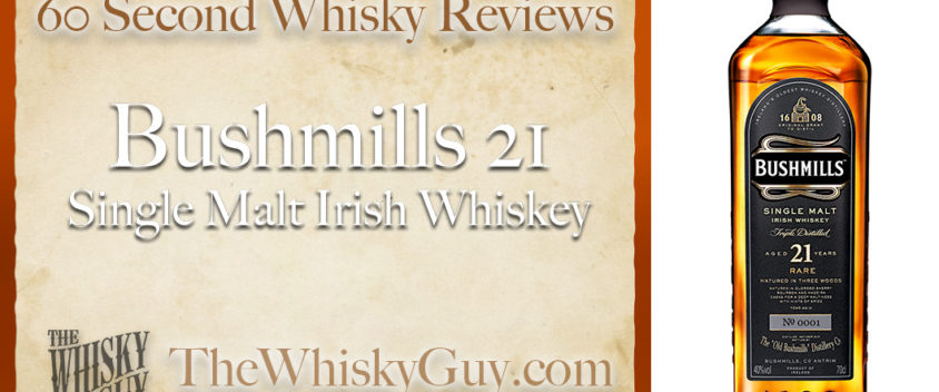 Does Bushmills 21 Single Malt Irish Whiskey belong in your liquor cabinet? Is it worth the price at the bar? Give The Whisky Guy 60 seconds and find out! In just 60 seconds, The Whisky Guy reviews Irish Whiskey, Scotch Whisky, Single Malt, Canadian Whisky, Bourbon Whiskey, Japanese Whisky and other whiskies from around the world. Find more at TheWhiskyGuy.com. All original content © Ari Shapiro - TheWhiskyGuy.com