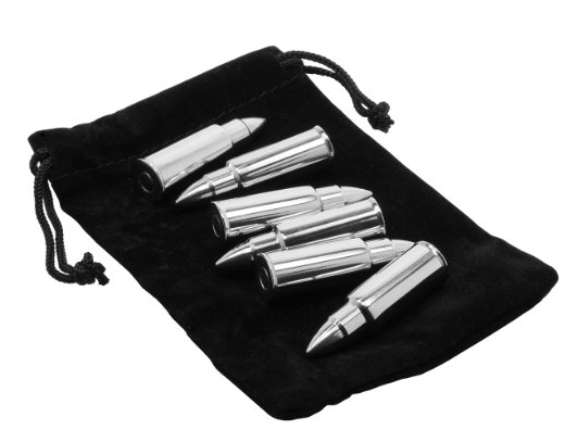 Chill that beverage with these bullet shaped whiskey stones! Made from 304 stainless steel, these chillers won’t rust or corrode and hold a cold temperature incredibly well. These complete set includes 6 bullet whiskey stones, tongs and a drawstring pouch to carry your kit in. TheWhiskyGuy.com/Shop