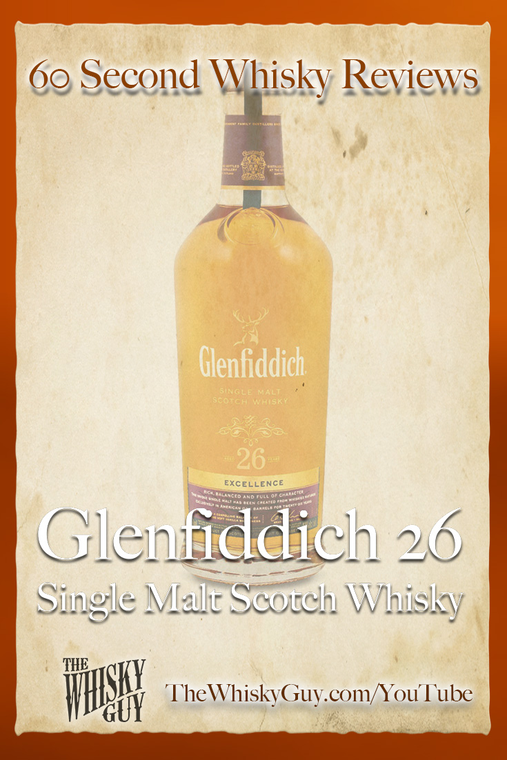 Should you spend your money on Glenfiddich 26 Single Malt Scotch Whisky? Find out in 60 Seconds in Whisky Review #099 from TheWhiskyGuy! Watch and Subscribe at TheWhiskyGuy.com/YouTube